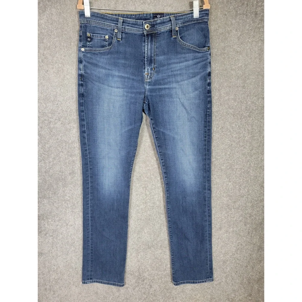 Adriano Goldschmied Slim Straight Jeans Mens Size 32x32 Blue Stretch Distressing